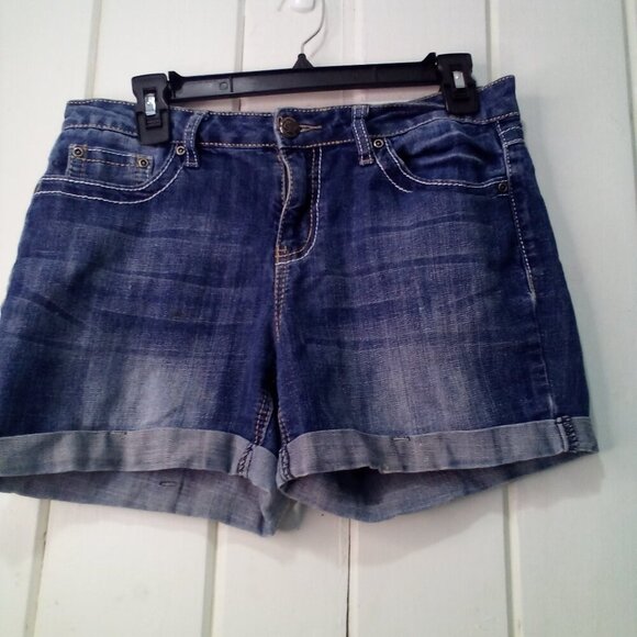 Earl James Shorts Women 8 Denim Roll Hem Button Pocket Blue - Picture 7 of 15